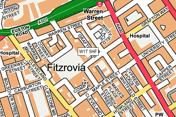 W1T 5HF map - OS OpenMap – Local (Ordnance Survey)