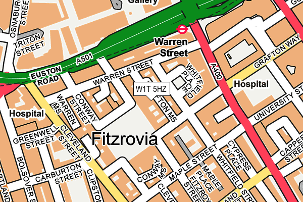 W1T 5HZ map - OS OpenMap – Local (Ordnance Survey)