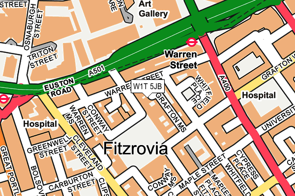 W1T 5JB map - OS OpenMap – Local (Ordnance Survey)