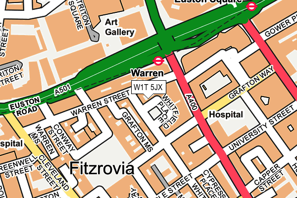 W1T 5JX map - OS OpenMap – Local (Ordnance Survey)