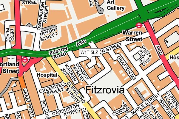 W1T 5LZ map - OS OpenMap – Local (Ordnance Survey)