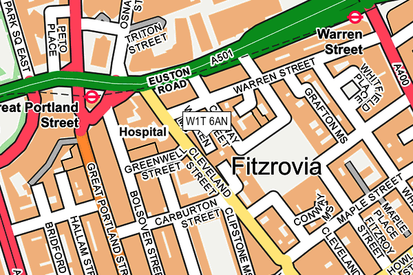 W1T 6AN map - OS OpenMap – Local (Ordnance Survey)