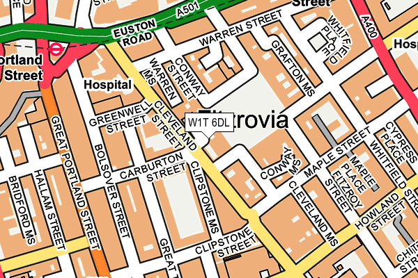 W1T 6DL map - OS OpenMap – Local (Ordnance Survey)