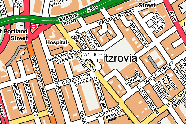 W1T 6DP map - OS OpenMap – Local (Ordnance Survey)