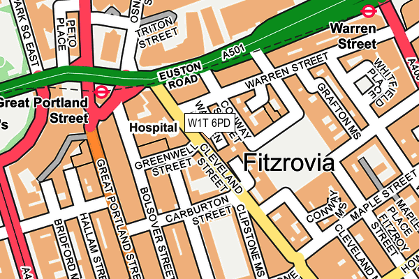 W1T 6PD map - OS OpenMap – Local (Ordnance Survey)