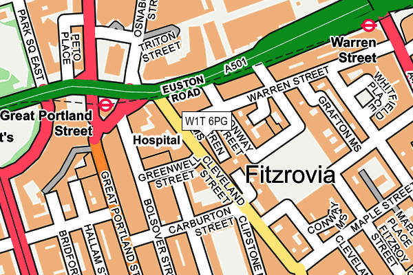 W1T 6PG map - OS OpenMap – Local (Ordnance Survey)
