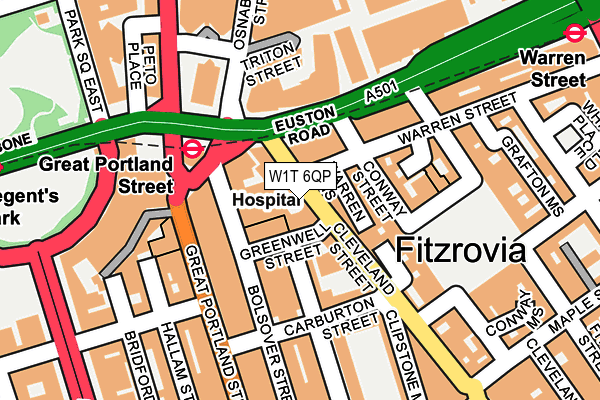 W1T 6QP map - OS OpenMap – Local (Ordnance Survey)
