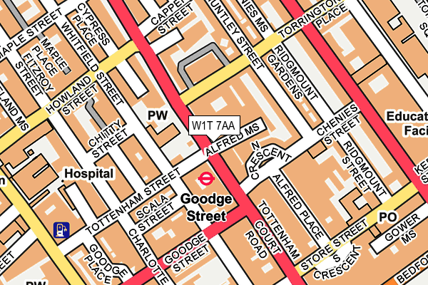 W1T 7AA map - OS OpenMap – Local (Ordnance Survey)