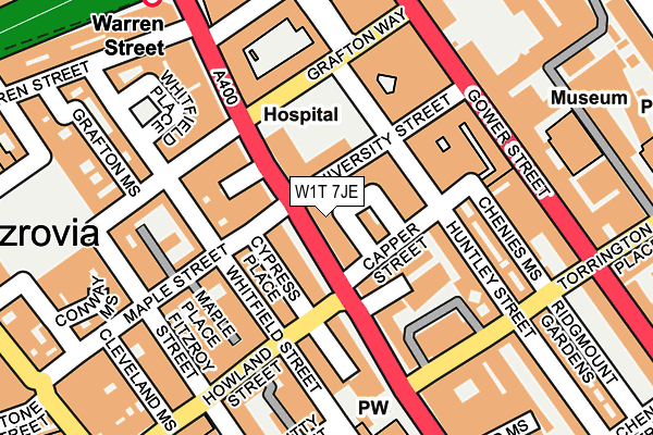 W1T 7JE map - OS OpenMap – Local (Ordnance Survey)