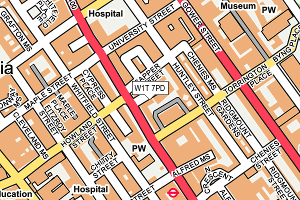 W1T 7PD map - OS OpenMap – Local (Ordnance Survey)