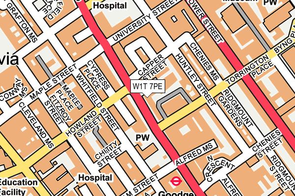 W1T 7PE map - OS OpenMap – Local (Ordnance Survey)