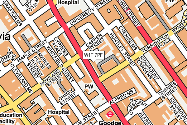 W1T 7PF map - OS OpenMap – Local (Ordnance Survey)