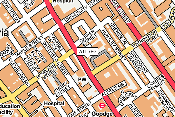 W1T 7PG map - OS OpenMap – Local (Ordnance Survey)