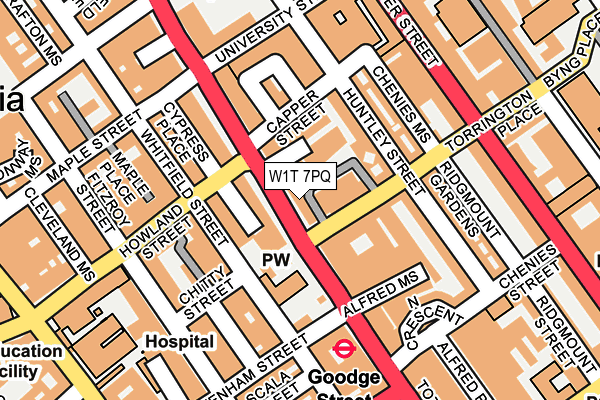 W1T 7PQ map - OS OpenMap – Local (Ordnance Survey)
