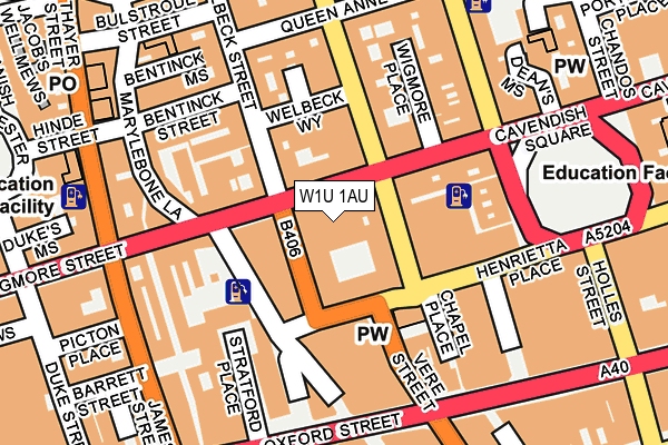 W1U 1AU map - OS OpenMap – Local (Ordnance Survey)