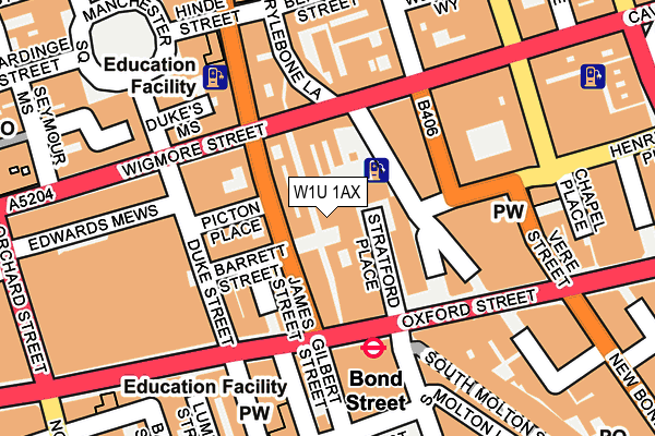 W1U 1AX map - OS OpenMap – Local (Ordnance Survey)