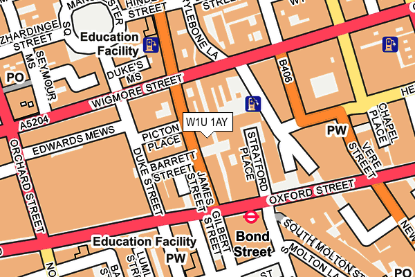 W1U 1AY map - OS OpenMap – Local (Ordnance Survey)