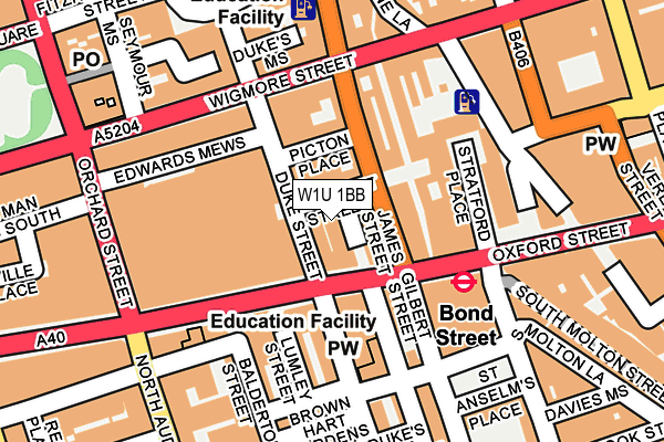 W1U 1BB map - OS OpenMap – Local (Ordnance Survey)