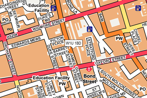 W1U 1BD map - OS OpenMap – Local (Ordnance Survey)