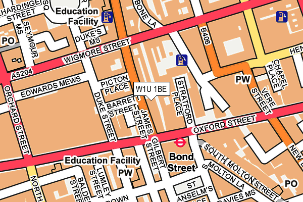 W1U 1BE map - OS OpenMap – Local (Ordnance Survey)