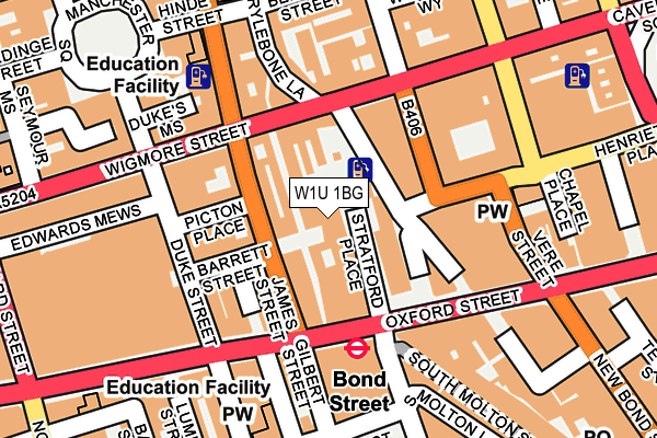 W1U 1BG map - OS OpenMap – Local (Ordnance Survey)