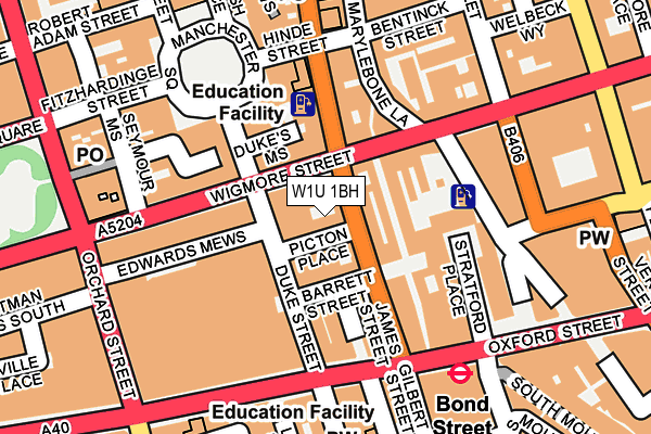 W1U 1BH map - OS OpenMap – Local (Ordnance Survey)
