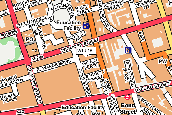 W1U 1BL map - OS OpenMap – Local (Ordnance Survey)