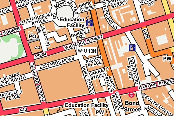 W1U 1BN map - OS OpenMap – Local (Ordnance Survey)