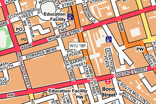 W1U 1BP map - OS OpenMap – Local (Ordnance Survey)