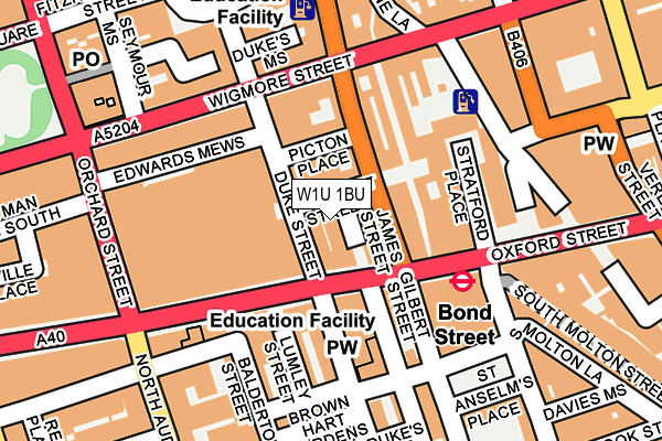 W1U 1BU map - OS OpenMap – Local (Ordnance Survey)