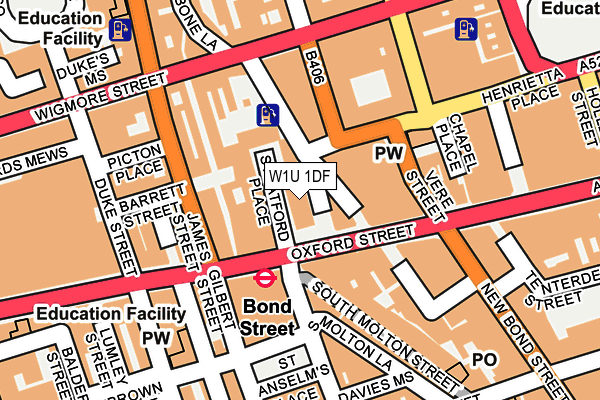 W1U 1DF map - OS OpenMap – Local (Ordnance Survey)