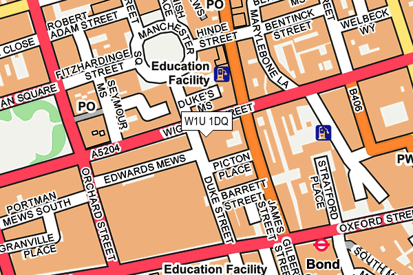 W1U 1DQ map - OS OpenMap – Local (Ordnance Survey)