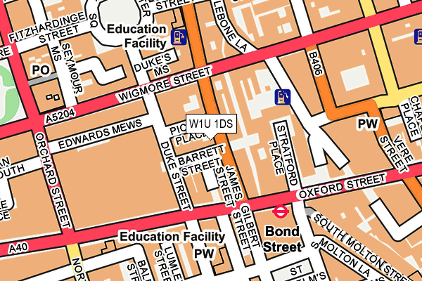W1U 1DS map - OS OpenMap – Local (Ordnance Survey)