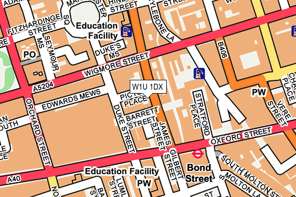 W1U 1DX map - OS OpenMap – Local (Ordnance Survey)