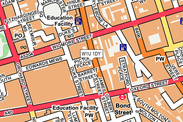 W1U 1DY map - OS OpenMap – Local (Ordnance Survey)