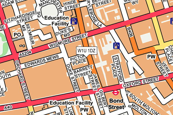 W1U 1DZ map - OS OpenMap – Local (Ordnance Survey)