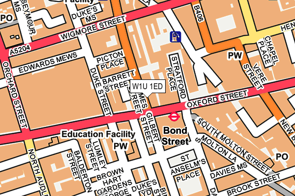 W1U 1ED map - OS OpenMap – Local (Ordnance Survey)