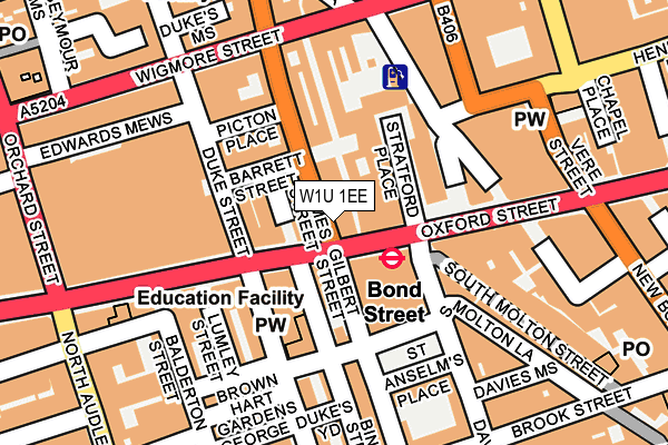 W1U 1EE map - OS OpenMap – Local (Ordnance Survey)