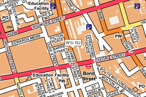 W1U 1EJ map - OS OpenMap – Local (Ordnance Survey)