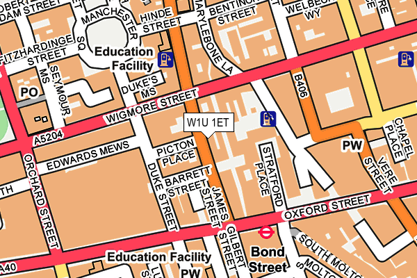 W1U 1ET map - OS OpenMap – Local (Ordnance Survey)