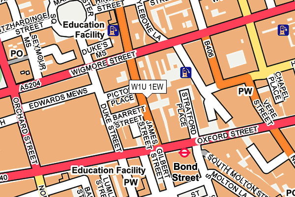W1U 1EW map - OS OpenMap – Local (Ordnance Survey)