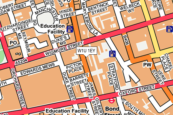 W1U 1EY map - OS OpenMap – Local (Ordnance Survey)