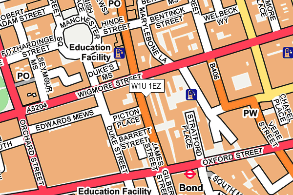 W1U 1EZ map - OS OpenMap – Local (Ordnance Survey)
