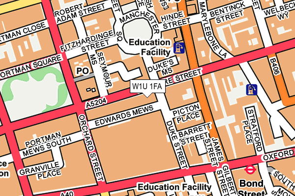 W1U 1FA map - OS OpenMap – Local (Ordnance Survey)