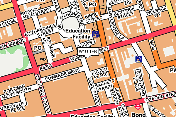 W1U 1FB map - OS OpenMap – Local (Ordnance Survey)