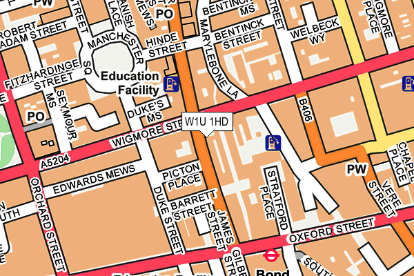 W1U 1HD map - OS OpenMap – Local (Ordnance Survey)