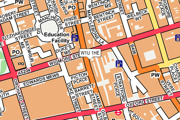 W1U 1HE map - OS OpenMap – Local (Ordnance Survey)
