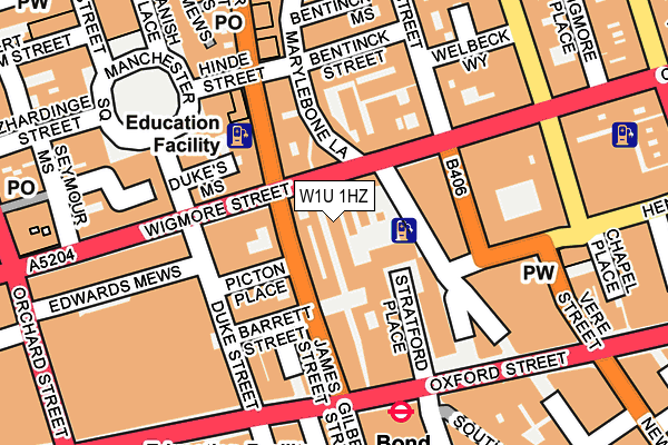 W1U 1HZ map - OS OpenMap – Local (Ordnance Survey)