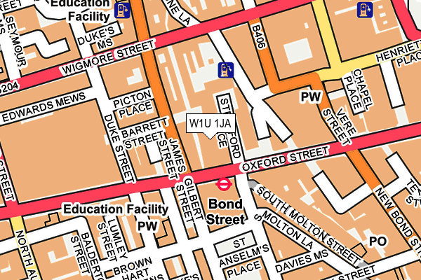 W1U 1JA map - OS OpenMap – Local (Ordnance Survey)