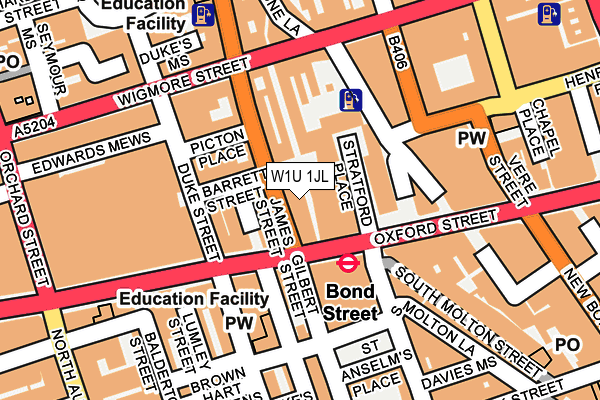 W1U 1JL map - OS OpenMap – Local (Ordnance Survey)